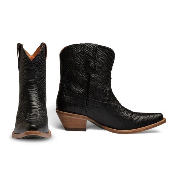 Buck & Brana Austin Anaconda Leather Western Black Booties Boots Size 7.5 NIB - Picture 2 of 13